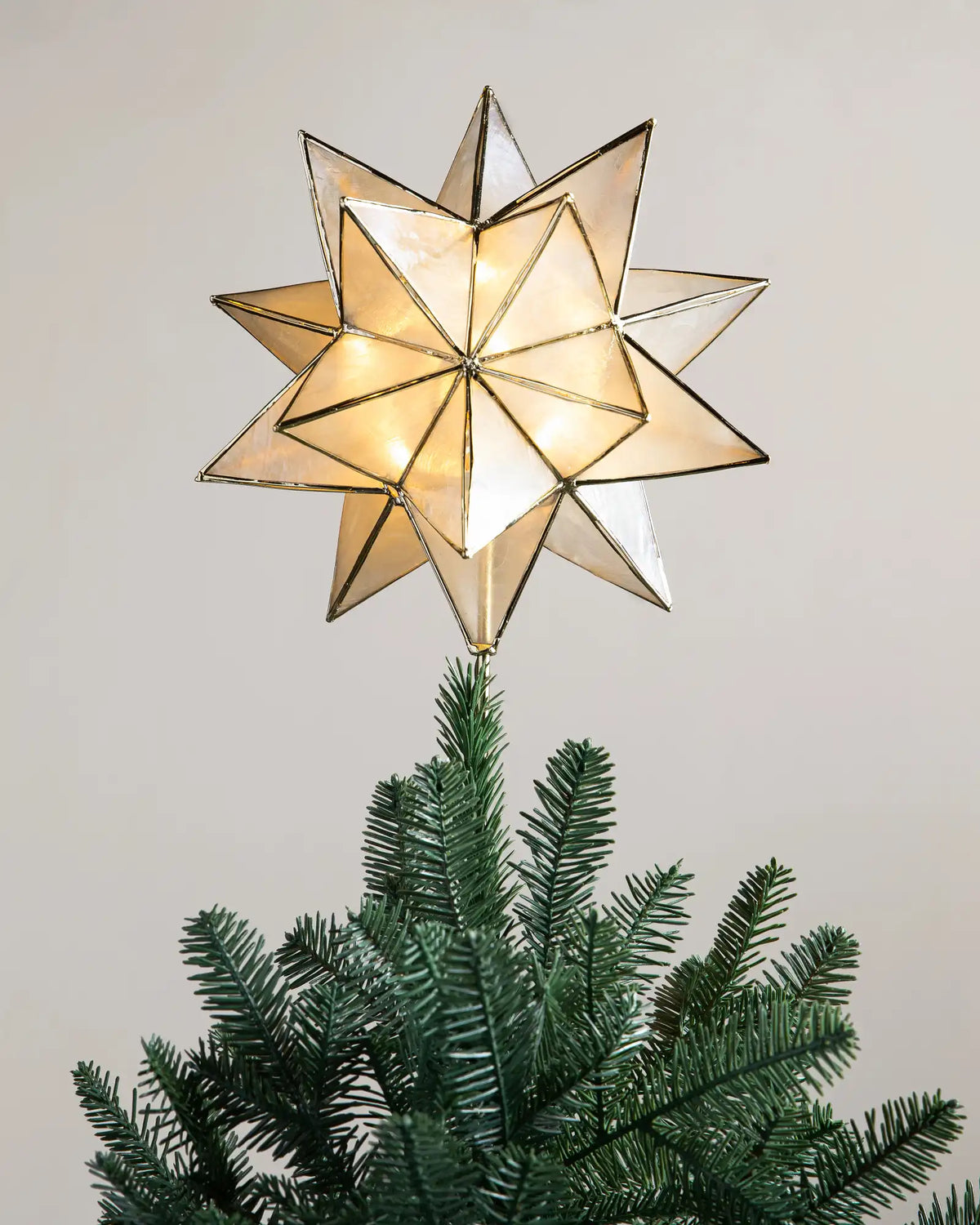 Lit Capiz Star Christmas Tree Topper