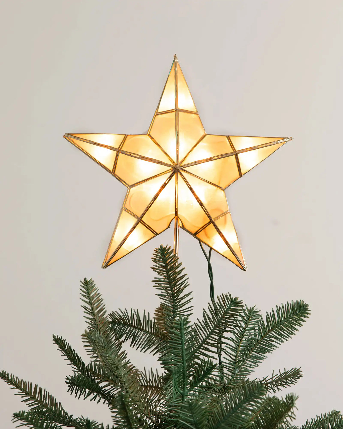 Lit Capiz Classic Star Christmas Tree Topper