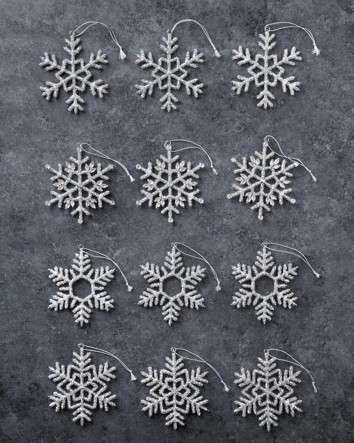 Beaded Snowflake Christmas Ornament Collection