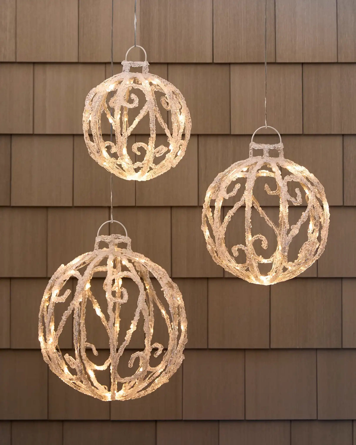 Outdoor Lit Swirl Ornaments