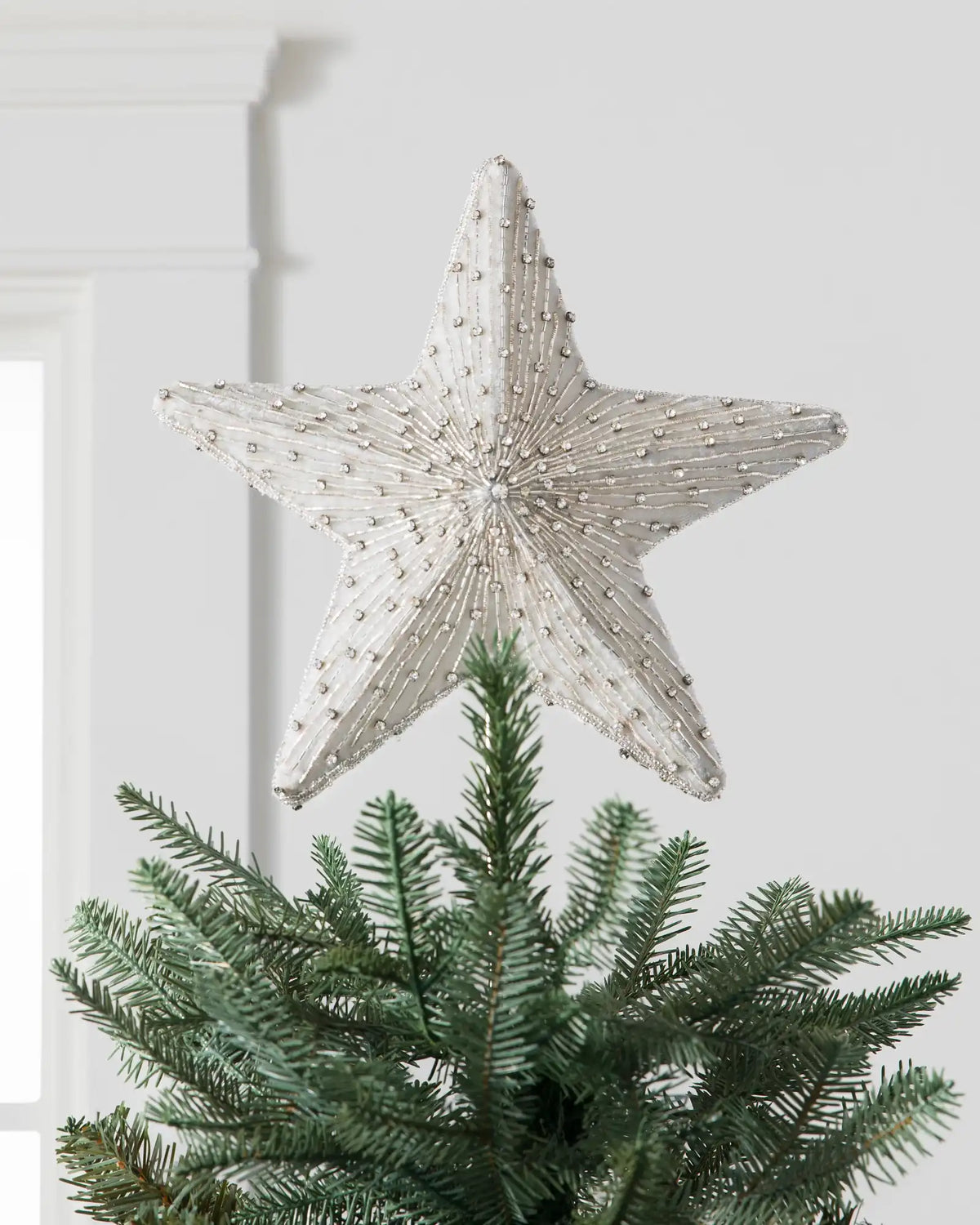 Radiant Star Beaded Christmas Tree Topper