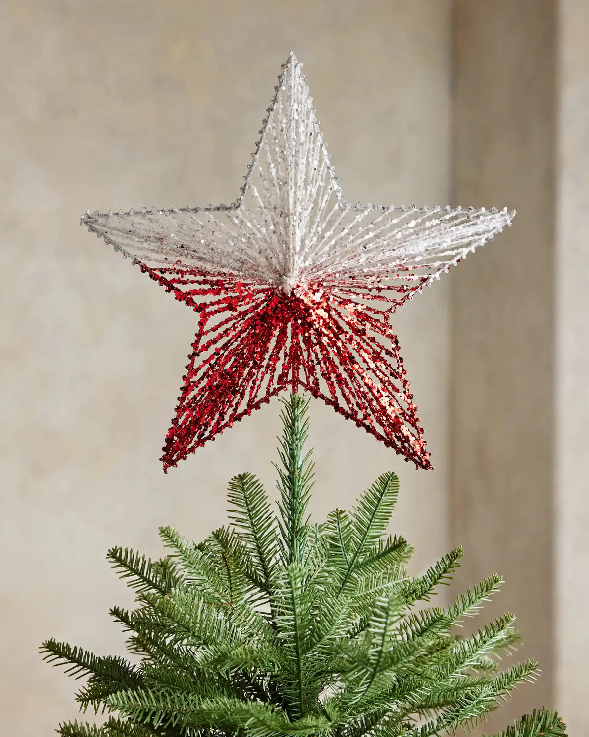 Red & White Ombre Star Tree Topper