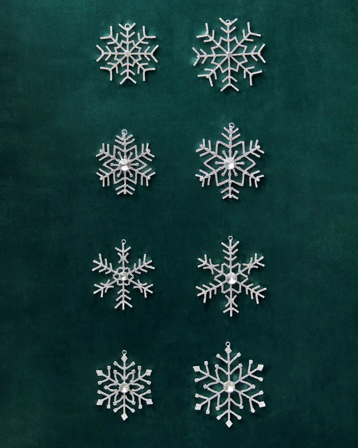 Rhinestone Snowflake Ornament Set