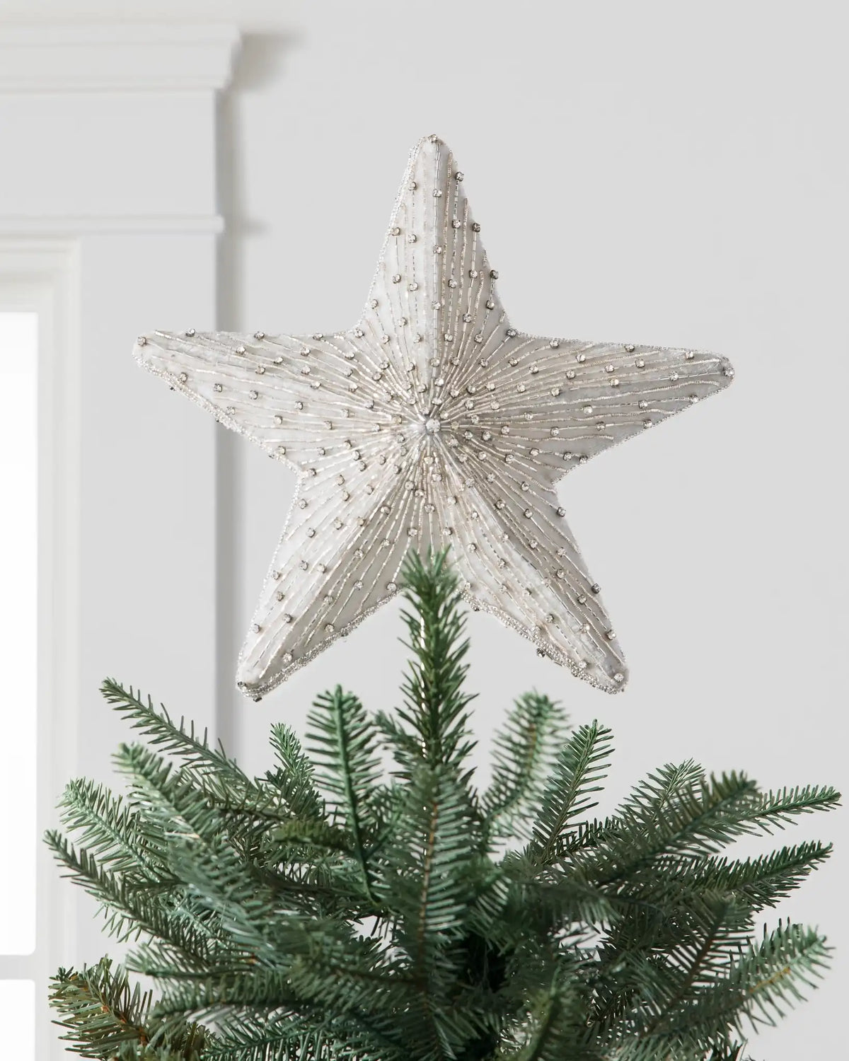 Radiant Star Beaded Christmas Tree Topper