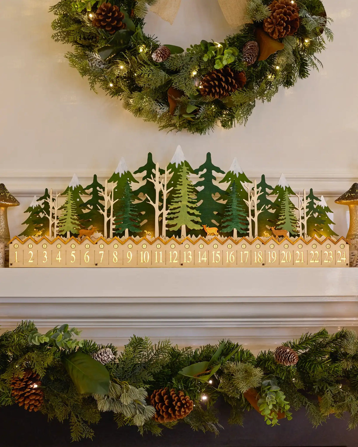 Lit Wooden Christmas Advent Calendar
