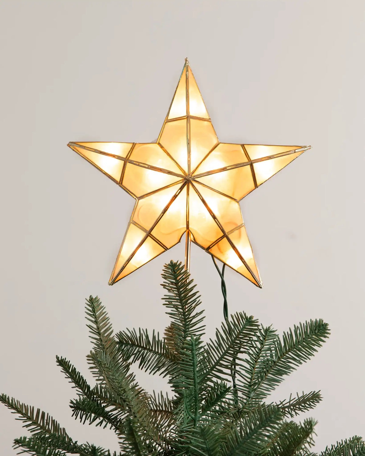 Lit Capiz Classic Star Christmas Tree Topper
