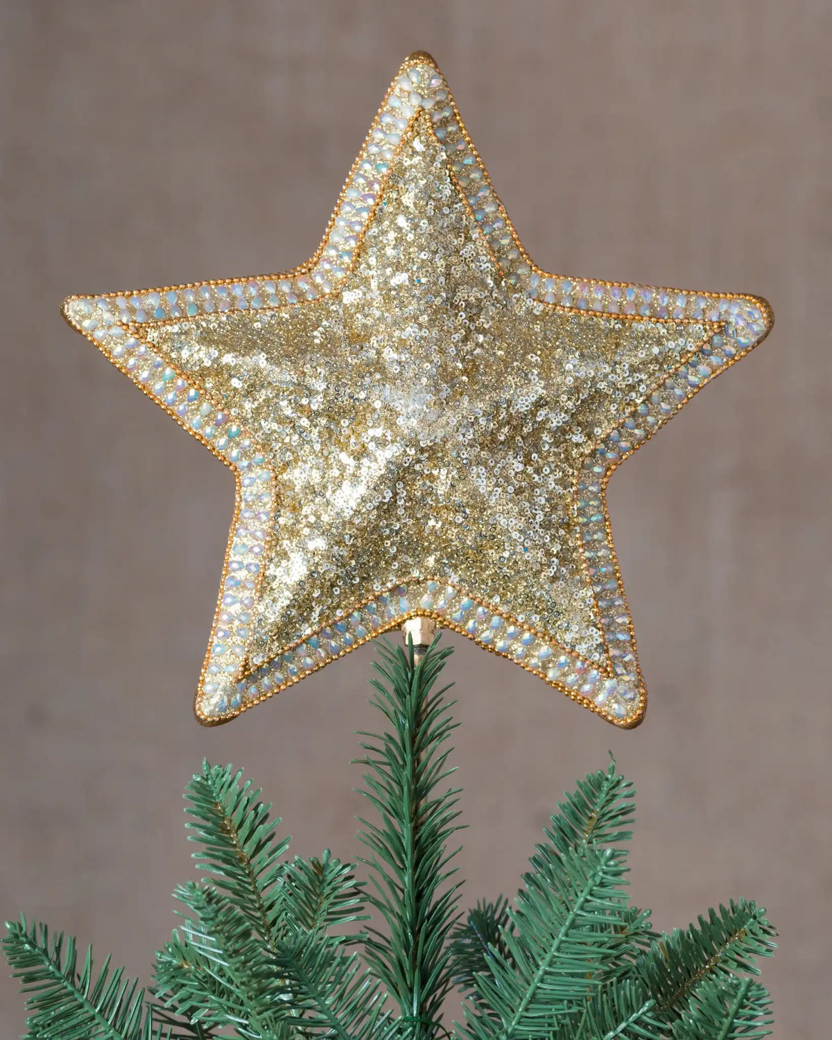 Classic Star Beaded Christmas Tree Topper