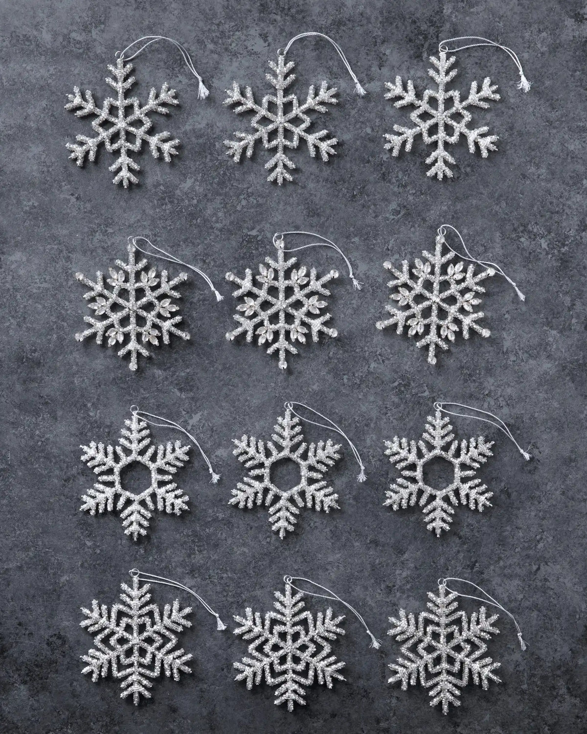 Beaded Snowflake Christmas Ornament Collection