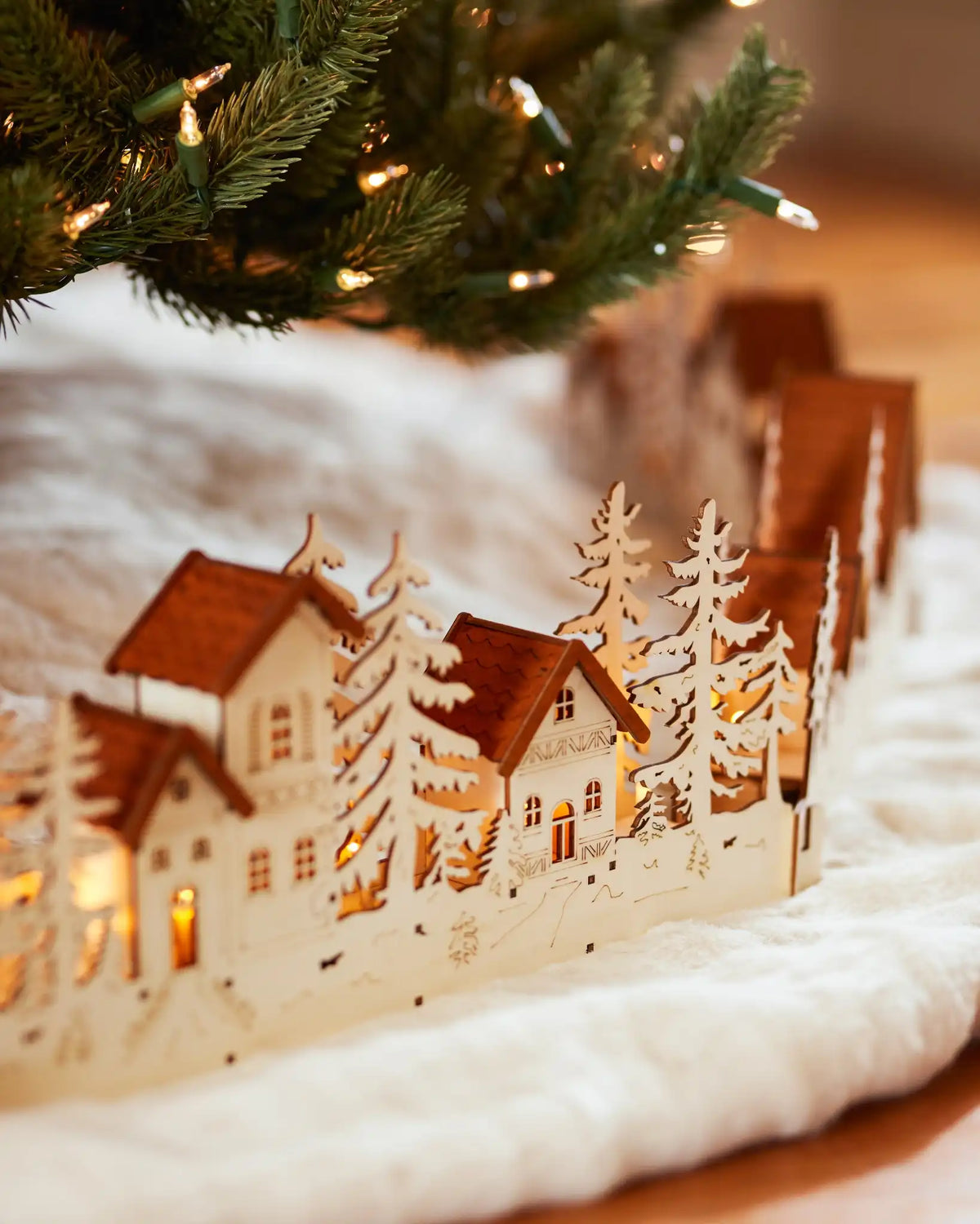 Wooden Christmas Village Tree Collar