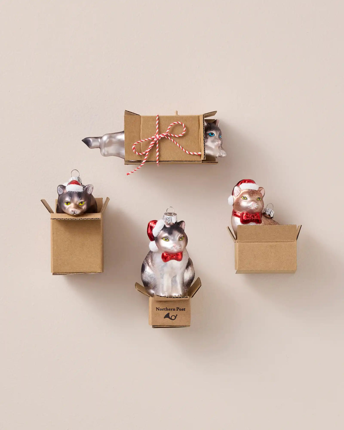 Holiday Cat-in-a-Box Ornament Collection