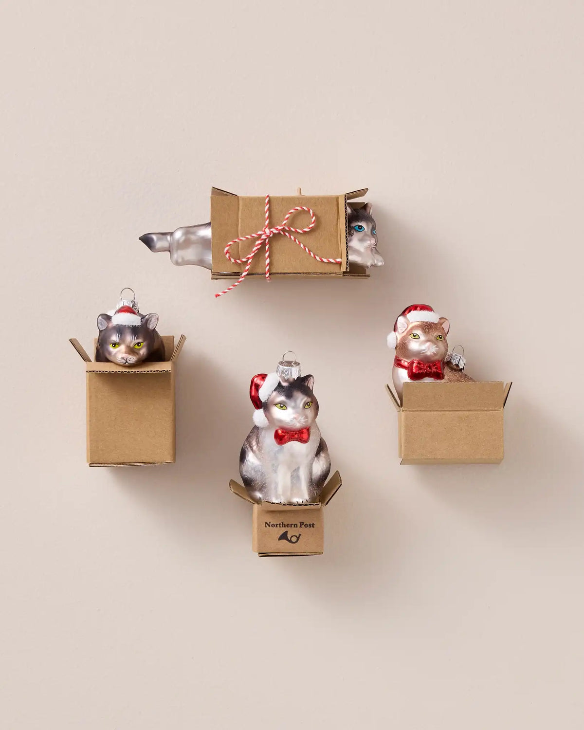 Holiday Cat-in-a-Box Ornament Collection
